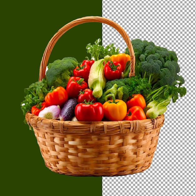 Basket full of vegetables isolated on transparent background