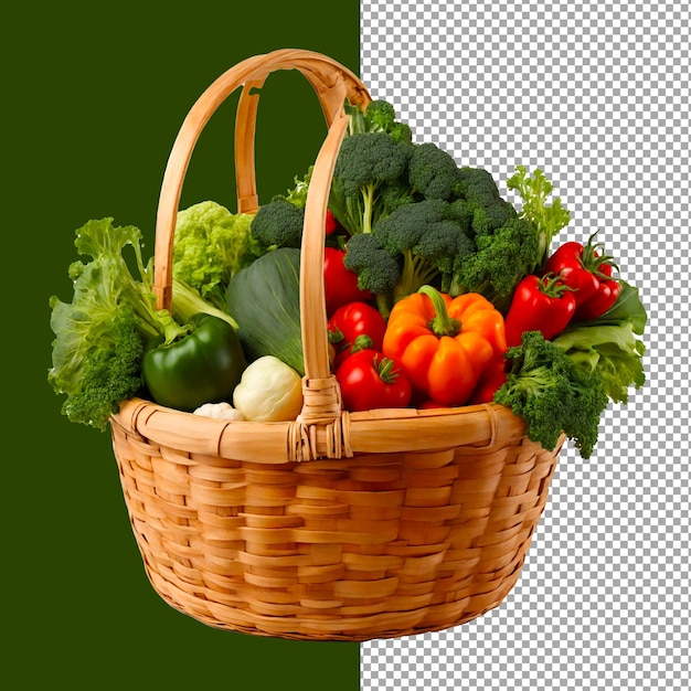 Basket full of vegetables isolated on transparent background