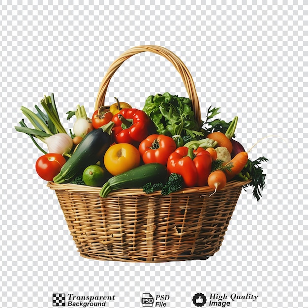 Basket full of vegetables isolated on transparent background