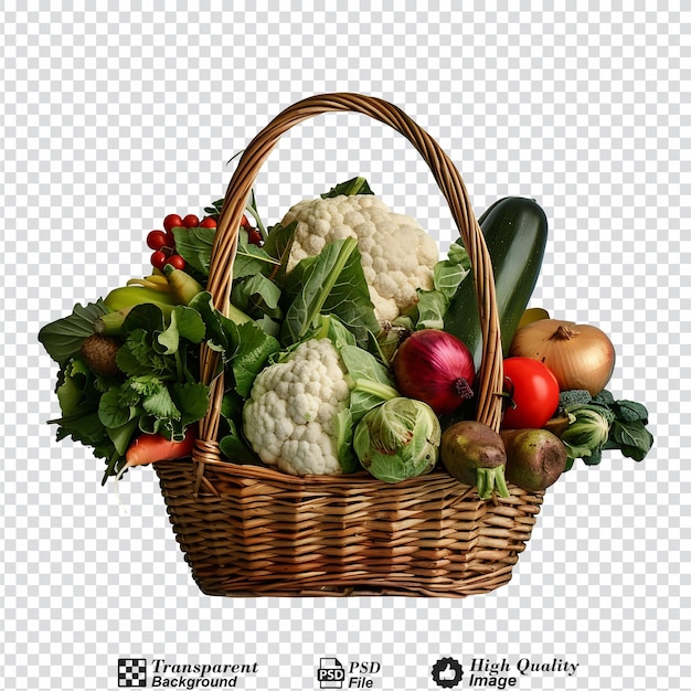 Basket full of vegetables isolated on transparent background