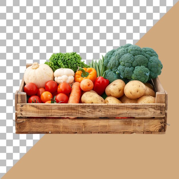 PSD basket full of vegetables isolated on transparent background