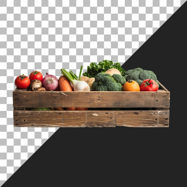 PSD basket full of vegetables isolated on transparent background