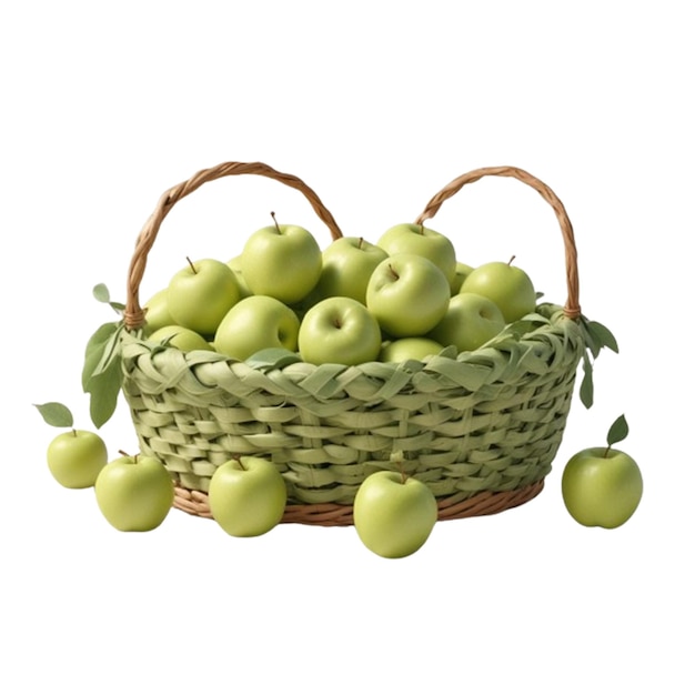 Basket of green apples vector icon image