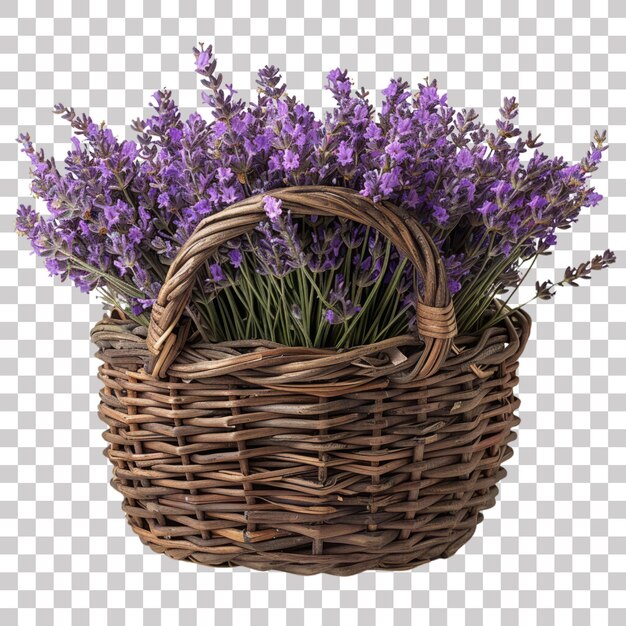 PSD basket of lavender on black background