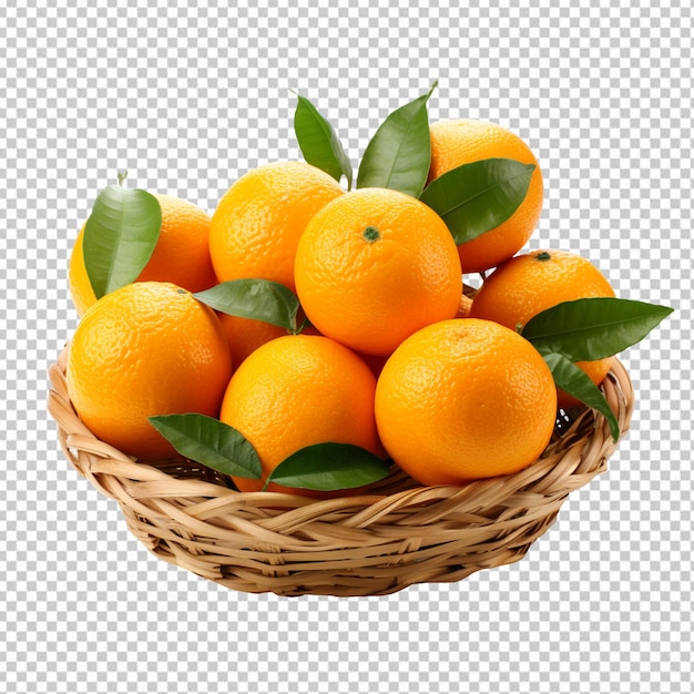 basket of oranges isolated on transparent background