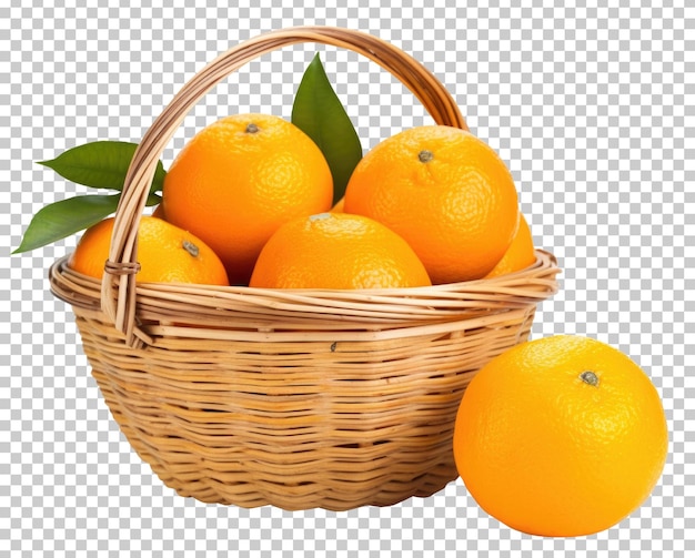 A Basket of Oranges Isolated on Transparent Background