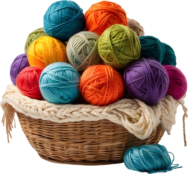 Basket overflowing with colorful yarn balls Mothers Day clipart