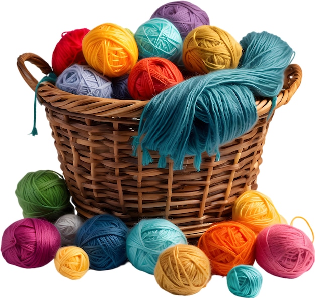 Basket overflowing with colorful yarn balls Mothers Day clipart