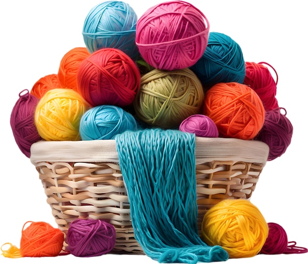 Basket overflowing with colorful yarn balls Mothers Day clipart