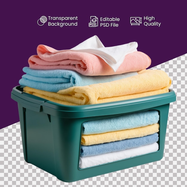 a basket of towels on the transparent background