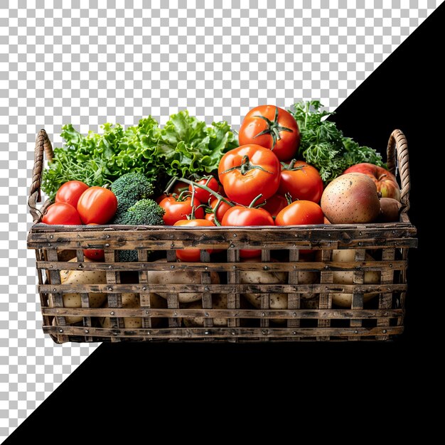 PSD a basket of vegetables including tomatoes broccoli and lettuce