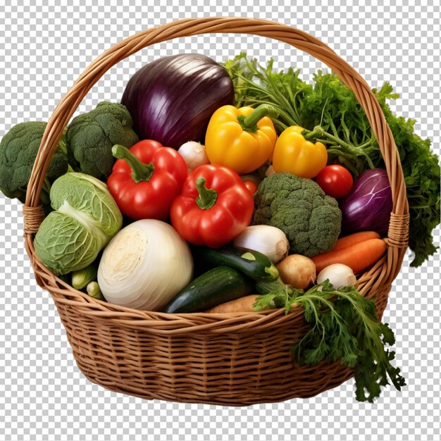 PSD a basket of vegetables including tomatoes lettuce tomatoes and cucumber