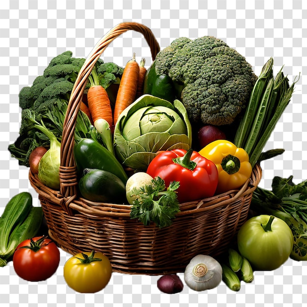 basket of vegetables on transparent background