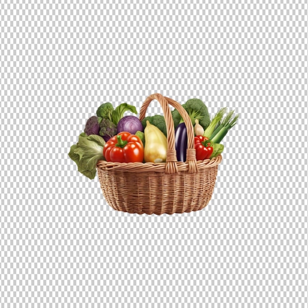 a basket of vegetables with a white background with a white background