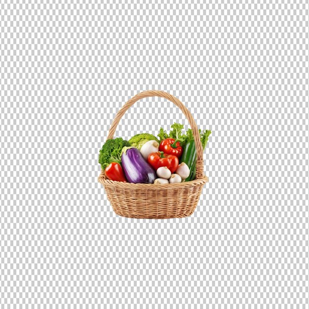 a basket of vegetables with a white background with a white background