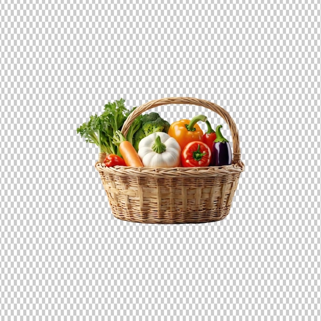 a basket of vegetables with a white background with a white background