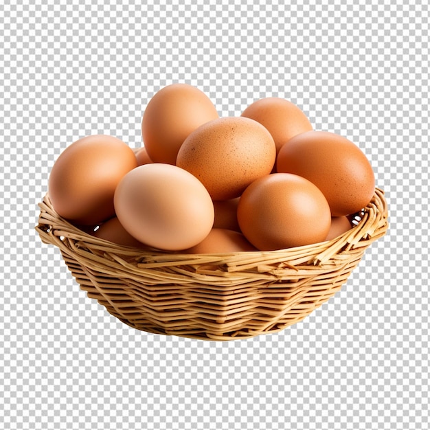 Basket with eggs isolated on transparent background