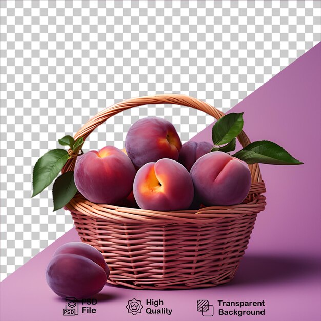 basket with peaches isolated on transparent background include png file