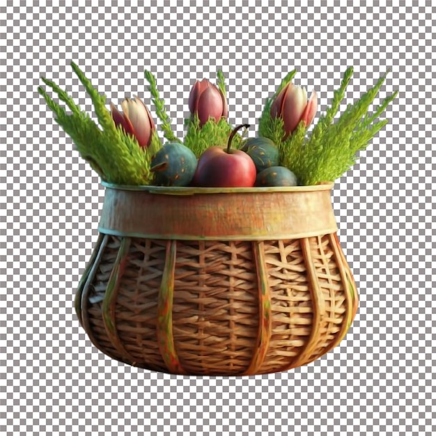 Basket woven from palm rope Handmade ecofriendly flower or fruit basket