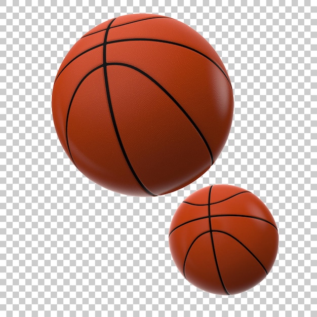 Basketball balls on transparent background 3d rendering illustration