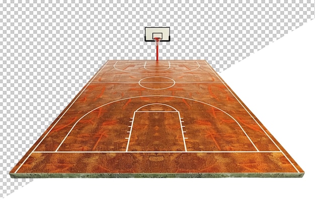 a basketball court with a net on it and a basketball hoop