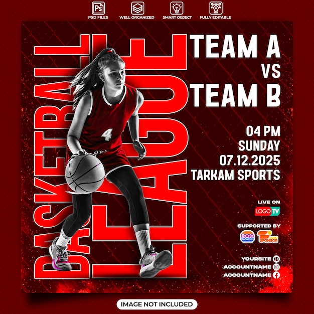 Basketball flyer social media post template