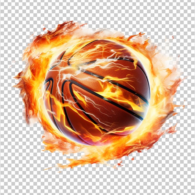 basketball flying thunder lightning flash ball on white background