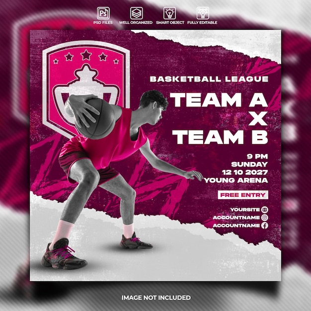 PSD basketball league social media post template