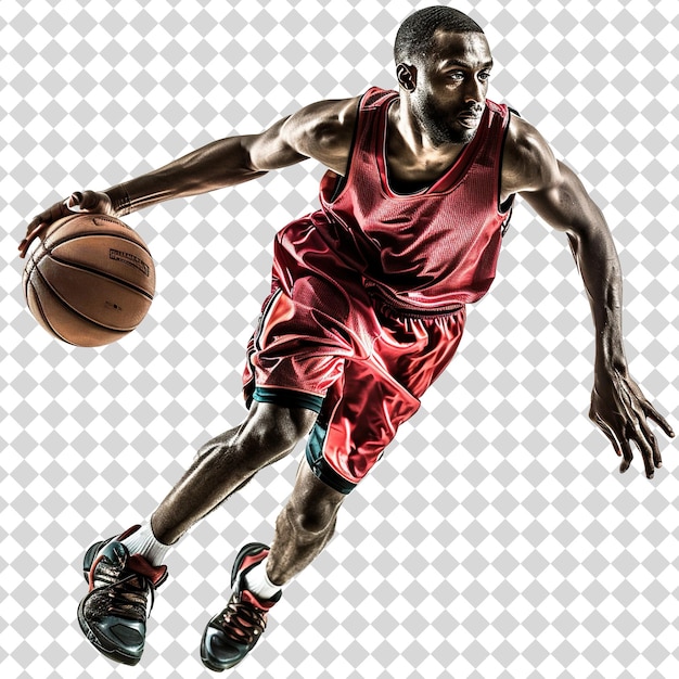 Basketball player in action Isolated on transparent background PSD file