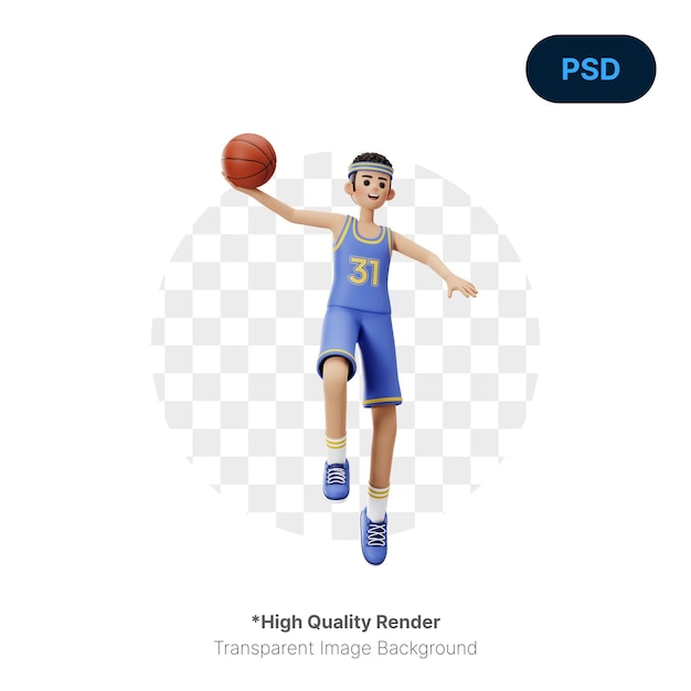 Basketball Player Doing Lay Up 3D Character Illustration Psd