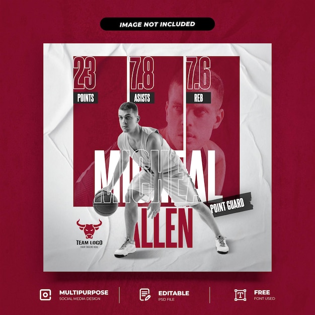 Basketball player flyers instagram posts template