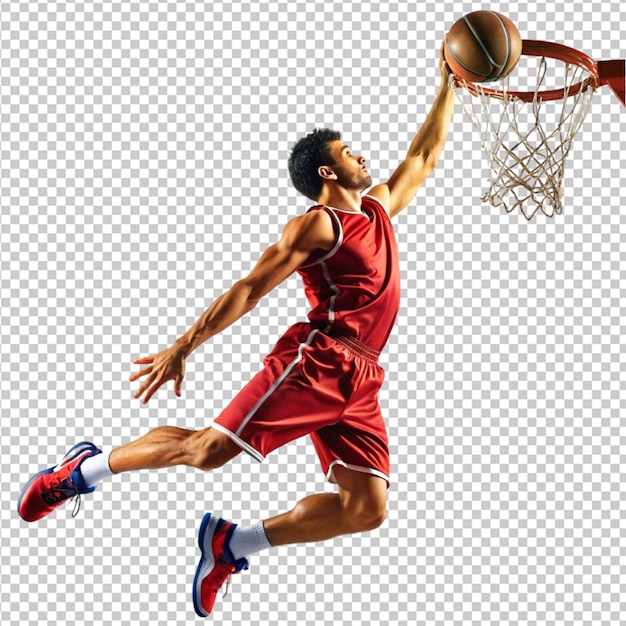 PSD a basketball player performing a slam dunk