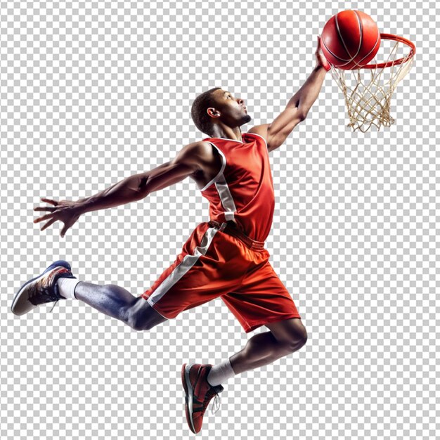 PSD a basketball player performing a slam dunk