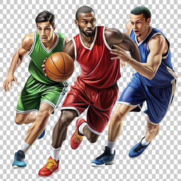 PSD basketball players clipart on transparent background