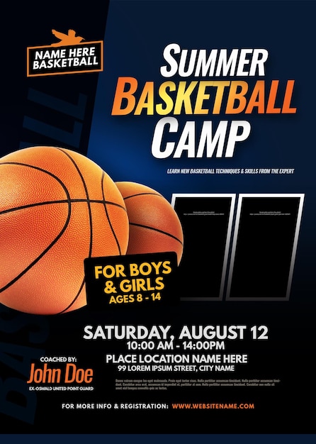 PSD basketball poster new look basketball camp for team poster mockup