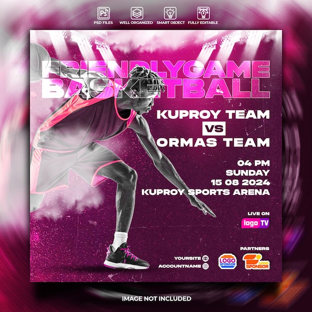 Basketball social media flyer template