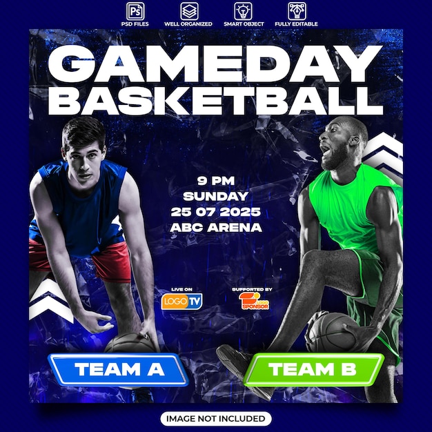 Basketball sport event flyer or social media template