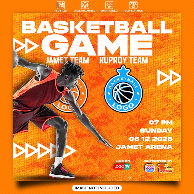 Basketball sport event flyer or social media template