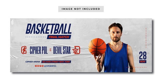 Basketball sport final match social media banner