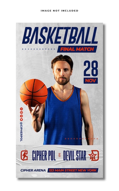 Basketball sport final match social media instagram story template