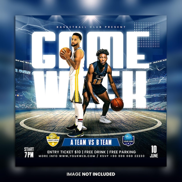 Basketball sport flyer social media template