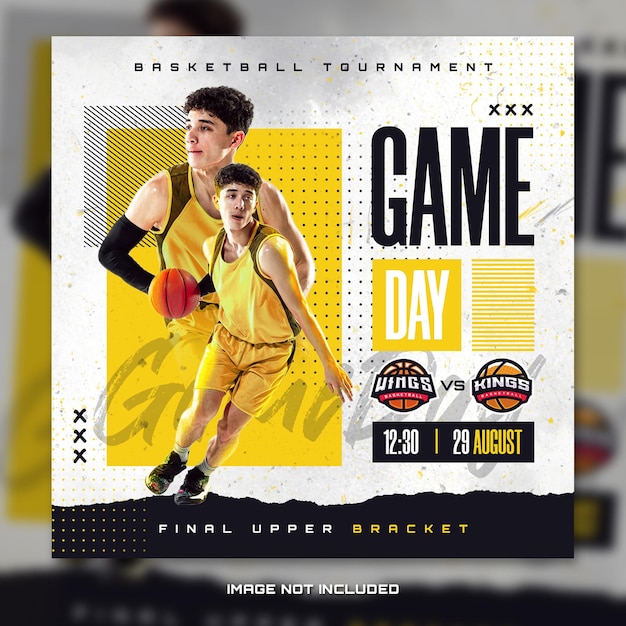 Basketball sports game day banner flyer for social media post