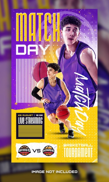 Basketball Sports Match Day Banner Flyer for Social Media Post or Story