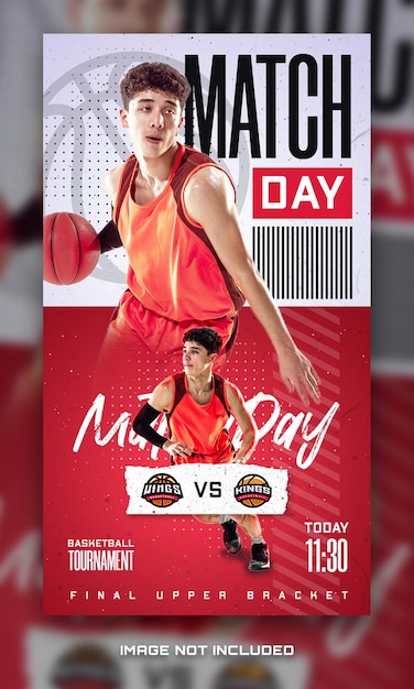 Basketball Sports Match Day Banner Flyer for Social Media Story or Post