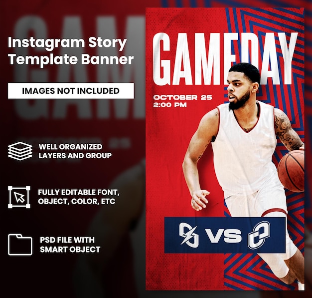 Basketball Tournament flyer social media post instagram story template