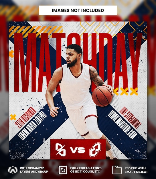 Basketball Tournament flyer social media post instagram template