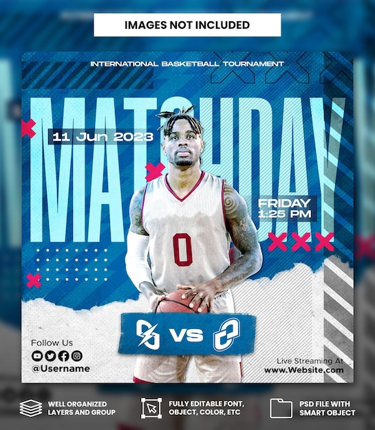 Basketball Tournament flyer social media post instagram template