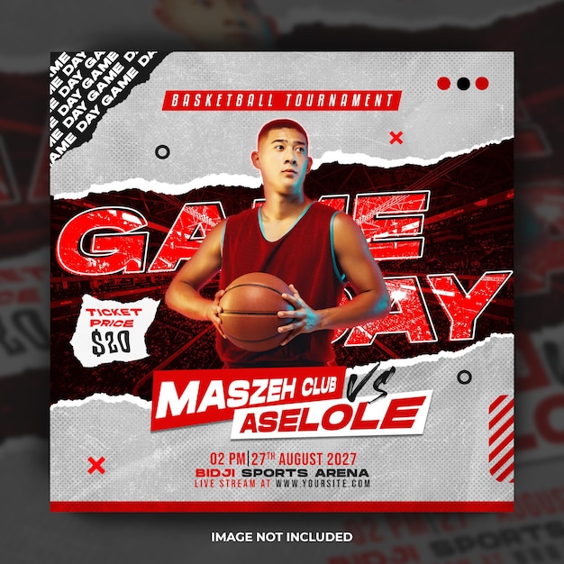 Basketball tournament flyer social media post template