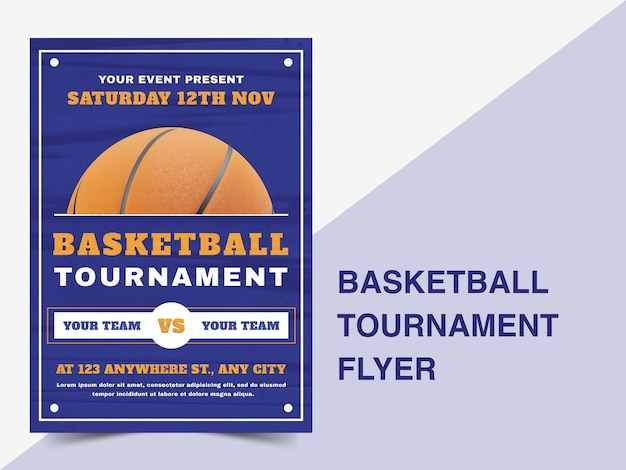 Basketball Tournament Flyer With 3D Icon