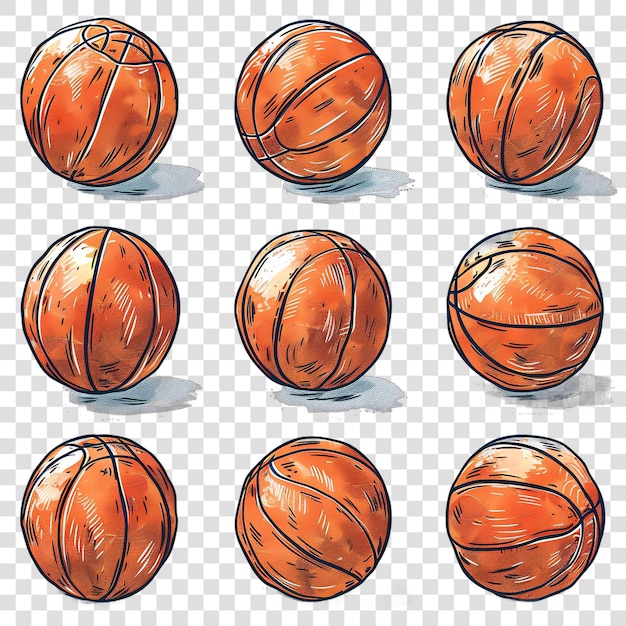 PSD basketballs transparent background watercolor clipart